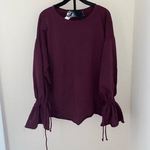 ZARA Burgundy Long Sleeve OVERSIZED Sweater Shirt